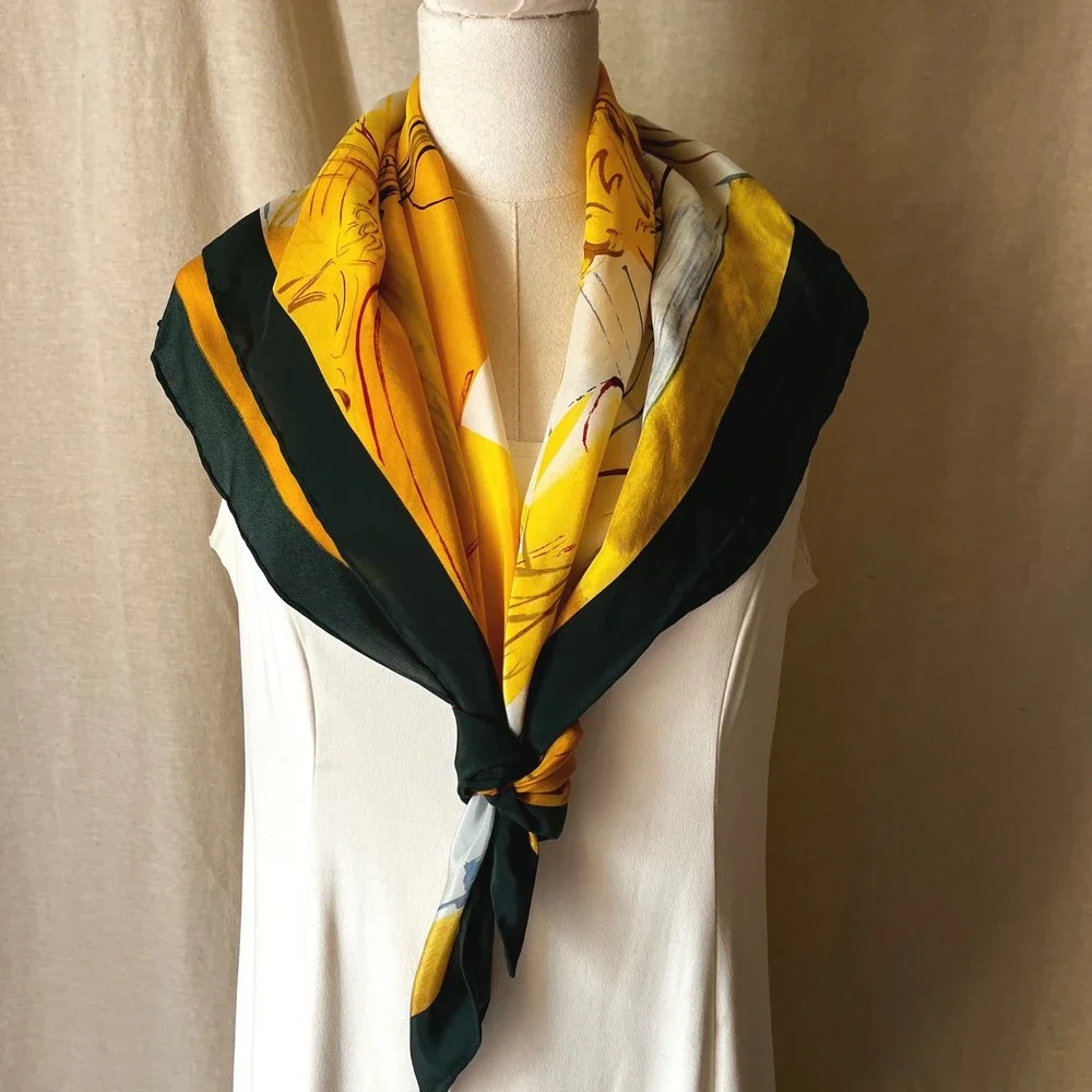 Vintage 1998 Raoul Dufy Art Gallery of Ontario Silk Scarf Yellow Console Violin